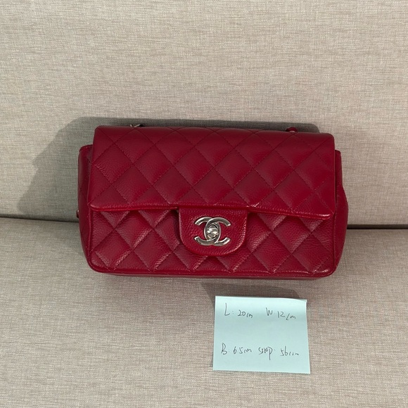 SOLD - CHANEL Red Caviar Quilted Classic Flap Bag Small SHW - Picture 16 of 17